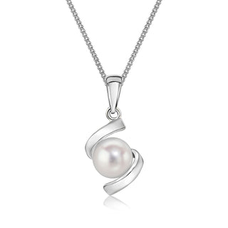 9K White Gold Pearl Twist Pendant