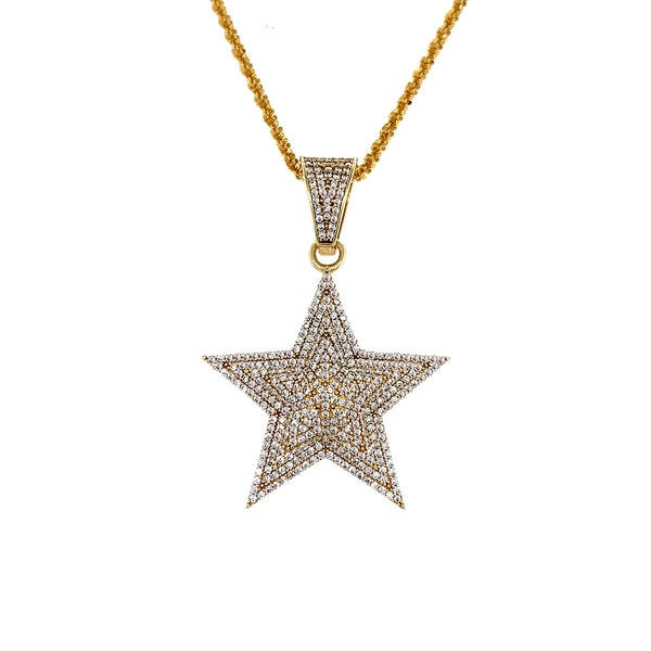 9K Yellow Gold CZ Star Pendant