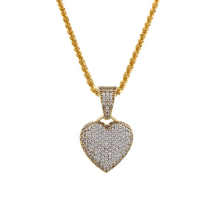 9K Yellow Gold CZ Heart Pendant