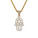 9K Yellow Gold Star of David Hamsa Pendant