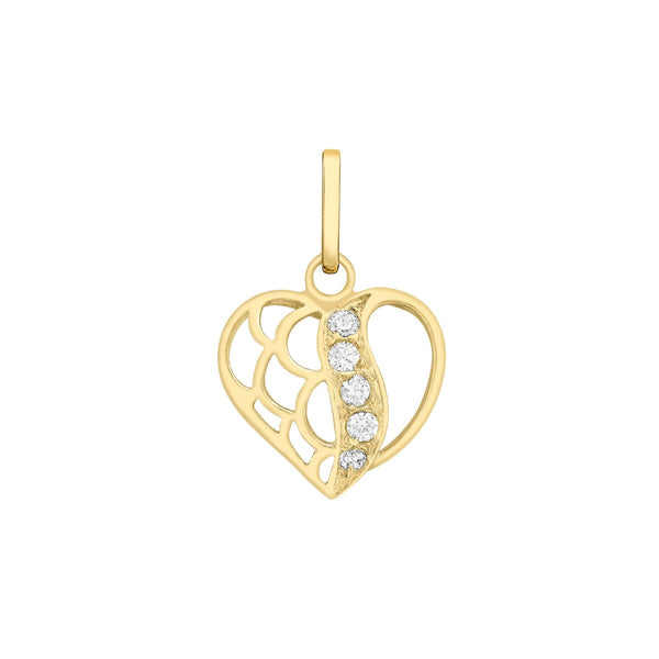 9K Yellow CZ Open-Heart Pendant
