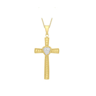 9K Yellow Gold Crystalique Cross Pendant