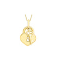 9K Yellow Gold Padlock & Key Pendant