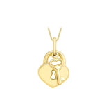 9K Yellow Gold Padlock & Key Pendant