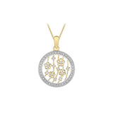 9K Yellow Gold Disc & Flowers Pendant