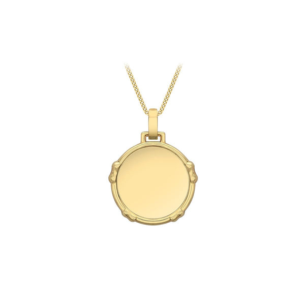 9K Yellow Gold Bow-Edge Disc Pendant