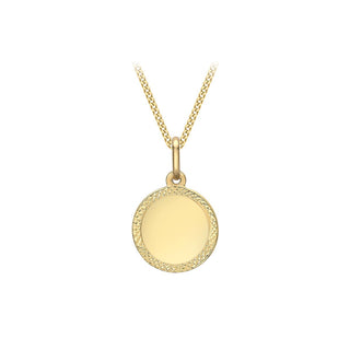 9K Yellow Gold Diamond-Cut-Edge Disc Pendant