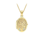 9K Yellow Gold Fabric-Backed 'Tree of Life' Locket