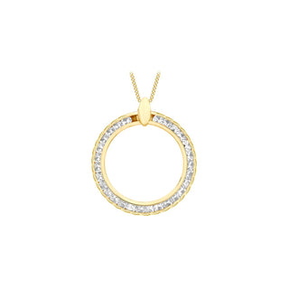 9K Yellow Gold CZ Cutout-Circle Pendant