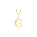 9K Yellow Gold CZ 'G' Initial Pendant