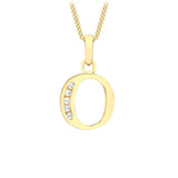 9K Yellow Gold CZ 'O' Initial Pendant