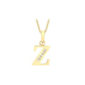 9K Yellow Gold CZ 'Z' Initial Pendant