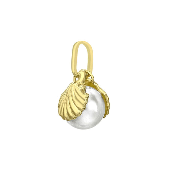 9K Yellow Gold Shell & 5mm Freshwater Pearl Pendant