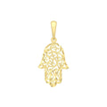 9K Yellow Gold Diamond Cut Hamsa Pendant