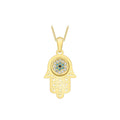 9K Yellow Gold CZ Evil-Eye 'Hamsa' Pendant