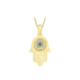 9K Yellow Gold CZ Evil-Eye 'Hamsa' Pendant