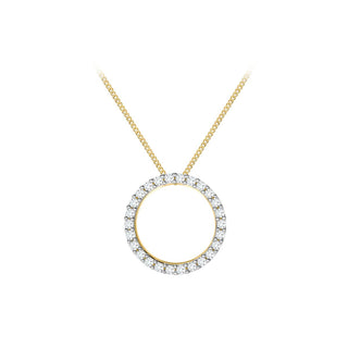 9K Yellow Gold CZ 15mm Circle Slider Pendant