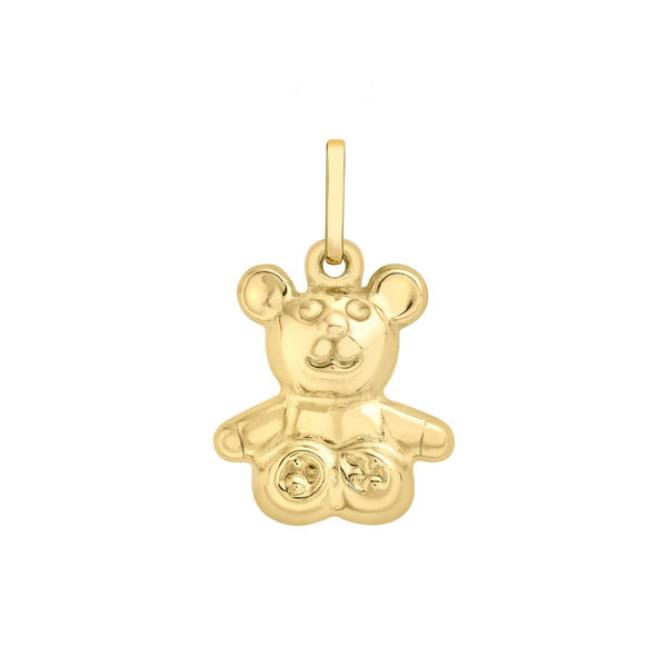 9K Yellow Gold Sitting Teddy Bear Pendant