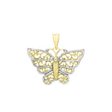 9K 2-Colour Gold Diamond Cut Filigree-Butterfly Pendant