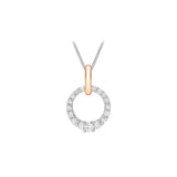 9K 2-Colour Gold CZ Circle Pendant