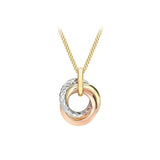 9K 3-Colour Gold Diamond Cut Russian Rings Pendant