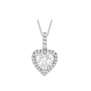 9K White Gold CZ Heart Pendant