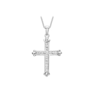 9K White Gold CZ Cross Pendant