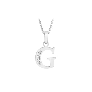 9K White Gold Cubic Zirconia 'G' Initial Pendant