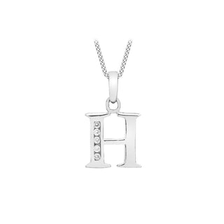 9K White Gold Cubic Zirconia 'H' Initial Pendant