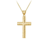 9K Yellow Gold Bark Cross Pendant