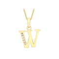 9K Yellow Gold 'W' Cubic Zirconia Initial Pendant