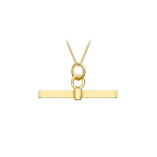 9K Yellow Gold 20mm Square T-Bar Pendant