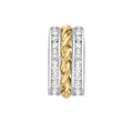 9K 2 Colour Gold CZ + Twirl 3 Ring Pendant