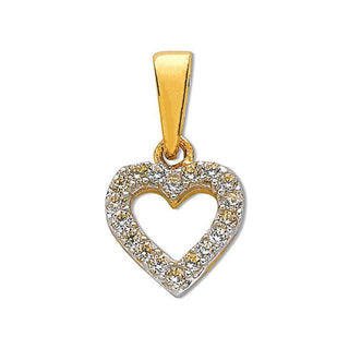 9K Yellow Gold CZ Heart Pendant