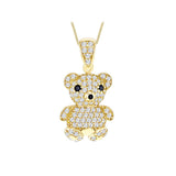 9K Yellow Gold Cubic Zirconia Teddy Bear Pendant