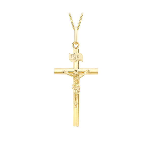 9K Yellow Gold 16mm x 32mm Crucifix Pendant
