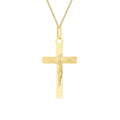 9K Yellow Gold Diamond Cut Sunray Crucifix Pendant