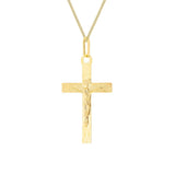 9K Yellow Gold Diamond Cut Sunray Crucifix Pendant