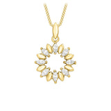 9K Yellow Gold Cubic Zirconia Wreath Pendant