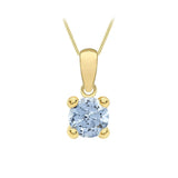 9K Yellow Gold Sky Blue Cubic Zirconia Pendant