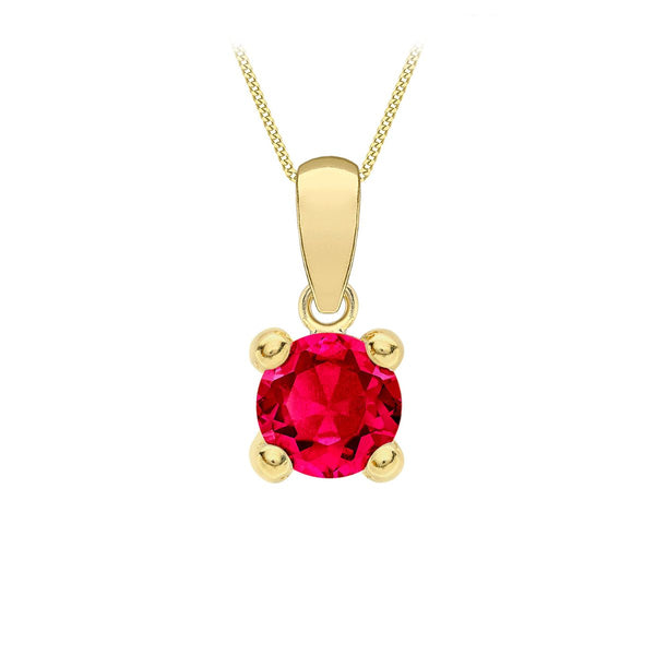 9K Yellow Gold Magenta Cubic Zirconia Pendant