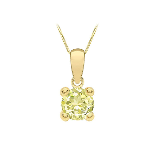 9K Yellow Gold Light Yellow Cubic Zirconia Pendant
