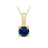 9K Yellow Gold Dark Blue Cubic Zirconia Pendant
