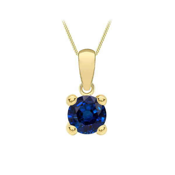 9K Yellow Gold Dark Blue Cubic Zirconia Pendant