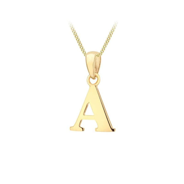 9K Yellow Gold 'A' Initial Pendant