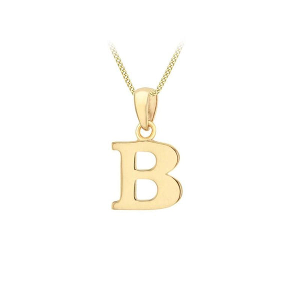 9K Yellow Gold 'B' Initial Pendant