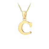 9K Yellow Gold Plain 'C' Initial Pendant