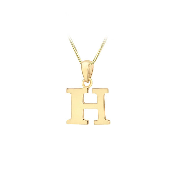9K Yellow Gold 'H' Initial Pendant