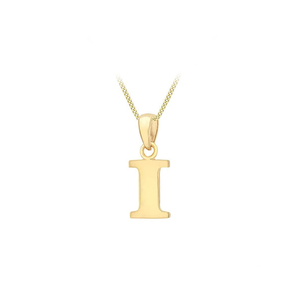9K Yellow Gold 'I' Initial Pendant