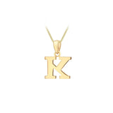 9K Yellow Gold 'K' Initial Pendant